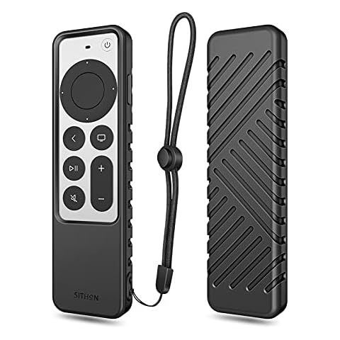 SITHON Silicone Case for Apple TV 4K 3rd Gen 2022/2nd Gen 2021, Remote Controller, Lightweight Shockproof Anti Slip Protective Cover with Lanyard Strap for Apple TV 4K / HD Siri Remote 2022/2021 Cover