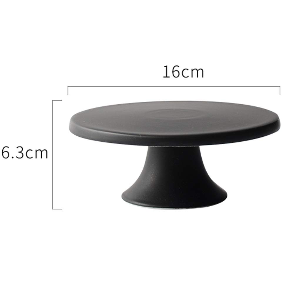 Support à gâteau support à gâteau en céramique noir mat présentoir à gâteau d'anniversaire de mariage, table de dessert haute (taille : 16 cm)
