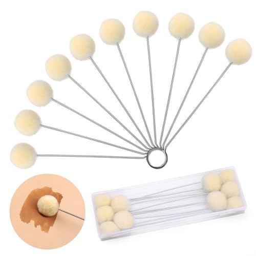 BUTUZE Wool Daubers Wool Daubers Ball Brush Leather Dye Tool with Metal Handle Wool Daubers for Leather Dyes for DIY Crafts Projects (10 Pcs)