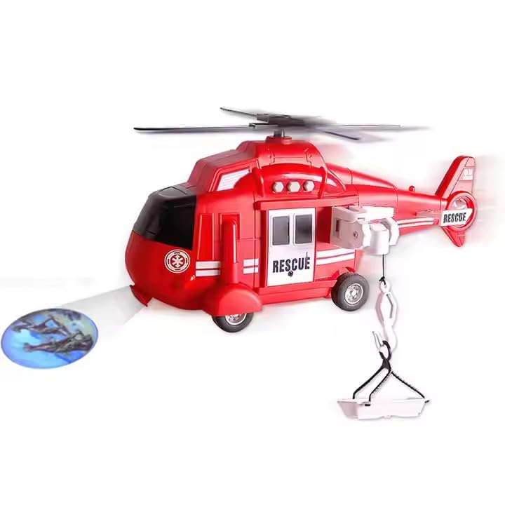 Image of Jack Royal 1:16 Helicopter Pull Back Friction Power Toy - Scaled Model with Projection Lights and Sound Toy Includes Cargo Basket for Kids Pretend Play Toys