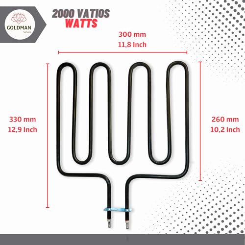 GOLDMAN SERVICE Verwarmingselement voor saunakachels, hoog vermogen, 2000 W, reserveonderdeel, compatibel met Finse saunakachelen, Spaa, Clubs, Hotel. Afmetingen: 300 x 330 mm - Afbeelding 4
