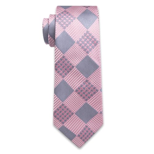 Image of YourTies Striped Plaid Ties for Men Silk Formal Necktie Set | 3.15 inch(8cm) Woven Jacquard Mens Ties with Necktie Pocket Square Cufflink Tie Clip Lapel Pin for Wedding Business Party