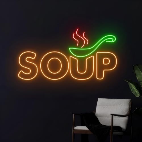 Image of Soup Neon Sign, Soup Led Sign, Soup Neon Light, Food Shop Led Light, Japanese Restaurant Room Wall Decor, Restaurant Neon Light, Chef Neon Lights, Family Party Bedroom Music Concert Bar Hotel Birthday