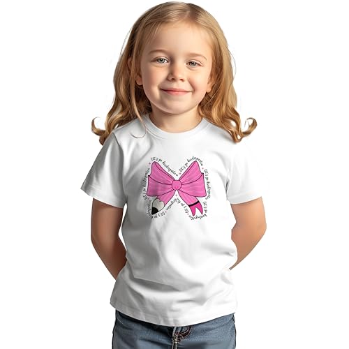 Let's Go Kindergarten #1 Kids Shirts, X-Small-Medium, Girls, Pink Pencil Bow, Great for The First Day of School Or Everyday