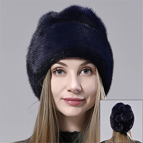 Wintermütze Frauen Warme Naturpelz Vollpelz Ball Schneekappe Elegante Weibliche Dicke Ski Beanie Hüte