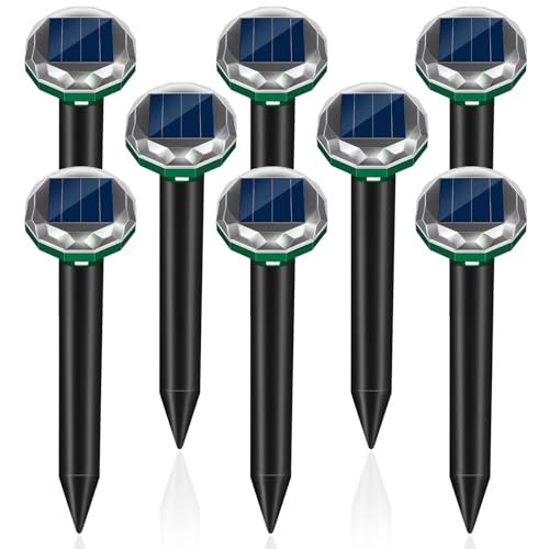 8 Pack Mole Repellent Solar Powered Snake Repellent for Yard Lawn Garden IP65 Waterproof Ultrasonic...