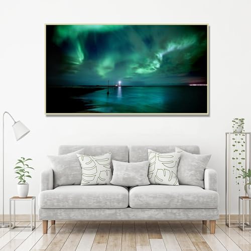 Tableau aurore boréale 30x54cm pour mur vide de chambre - 4