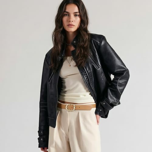 Image of Earnda Women Leather Belt for Jeans Dresses Fashion Buckle Waist Belts