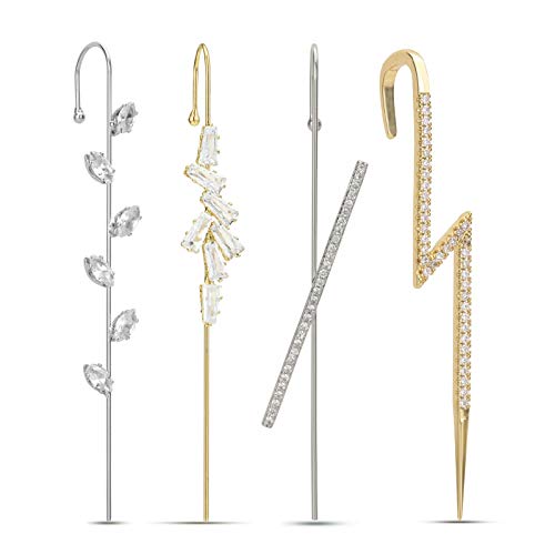 Ear Wrap Crawler Hook Earrings for Women 18K Gold Ear Cuff Earrings (4 PCS)