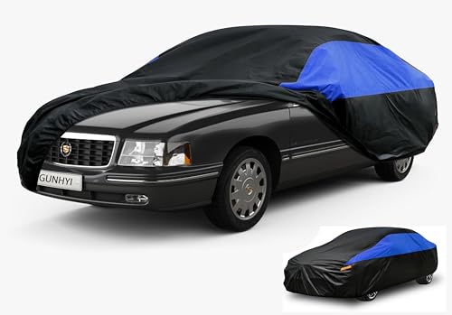 Image of GUNHYI Cadillac Car Cover Custom Fit Cadillac DeVille Waterproof All Weather, Lightweight Full Car Cover Outdoor Sun UV Rain Dust Snow Wind Protection.