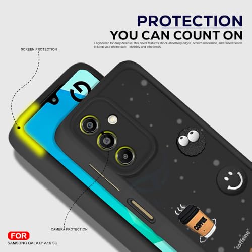 Image of AESTMO Back Case Cover for Samsung Galaxy A16 5G Cover | Cute Fun Cartoon 3D Ball | Coffee Silicone Case | Full Body Protection | Camera Protection Back Cover for Samsung Galaxy A16 5G (Black)