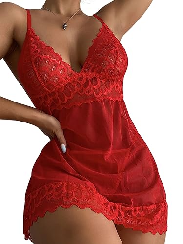 CheChury Lenceria Mujer Sexy Body Lingerie Encaje Picardias Babydoll Teddy Ropa Interior Body Espalda Descubierta Cuello V Bodysuit Pijama Camisón Babydoll y Tanga Camisón Ropa Interior Push Up