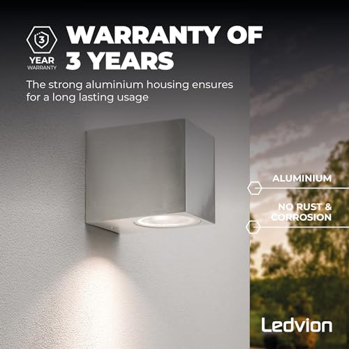 Ledvion, Wall Lamp San Diego Stainless Steel, LED Wall Lamp Outdoor Gray Square, Double-Sided GU10 Up&Down, Wall Lamp Outdoor - Image 4