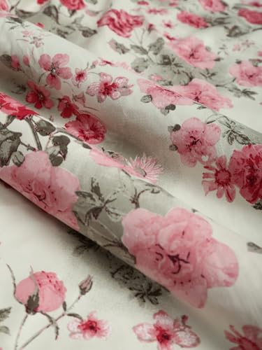 Image of ROSARAHOME 180 TC Microfiber Flat Queen Size Double Bed Bedsheet with 2 Pillow Cover| Bedsheet:240cmx225cm Pillow Covers:45cmx70cm,Floral Red