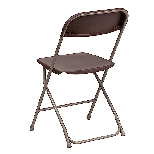 Image of Flash Furniture Hercules Series Plastic Folding Chair - - Brown - 650LB Weight Capacity Comfortable Event Chair - Lightweight Folding Chair -