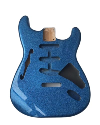 ST Electric Guitar Body, Made Of Alde Wood, Semi-hollow F-hole Body, Metallic Blue