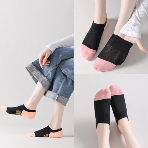 Image of EPEIUS Thick No Show Socks for Women Athletic Ankle Socks Cushioned Running Low Cut Non Slip Footies 3 /6 Pairs
