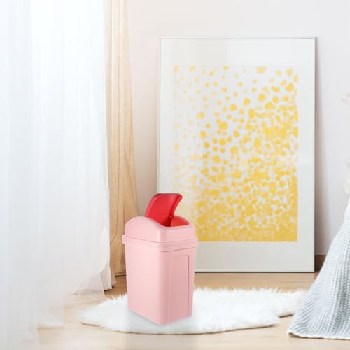 Caneca de basura de cocina grande con tapa abatible rosa miniatura 5