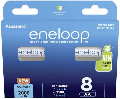 eneloop - AAA Akkus Wiederaufladbar (8 Stück) - 2000 mAh NiMH Batterien | AA/Mignon Packung mit 8 Ni-MH-Akkus, NEU mit verbesserter Mindestkapazität von 2000 mAh