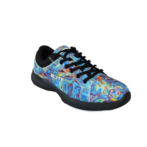 ELITE Women's Blue Swirl Bowling Shoes - Adjustable Fit, Slide Soles, Komfort-Lite Comfort, and Lightweight2