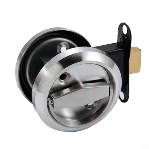 QuivyLivy Cerradura de puerta empotrada redonda, cerradura de acero inoxidable 304 para gabinete y cajón con acabado negro, mango invisible de perfil bajo para puertas interiores de 35-45 mm de grosor