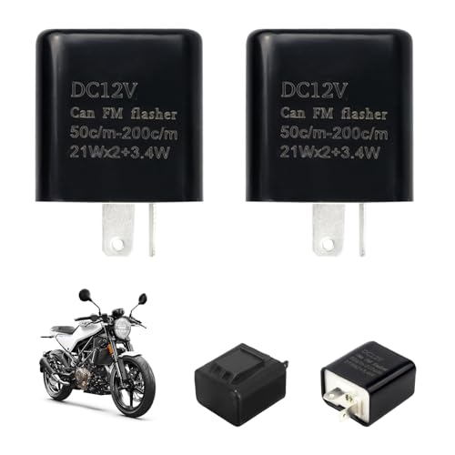 2 Relé Intermitente LED Moto Ajustable, Relé 12V 2 Pines de Señal Electrónico para Motocicleta, Reemplazo Directo para Indicadores Señal LED, Ajuste Velocidad Destello Protección Contra Cortocircuitos
