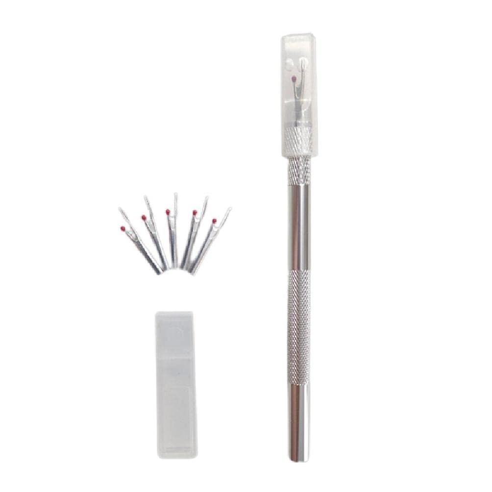 1Pc Seam Stitch Ripper Unpicker Thread Cutter Sewing Tool with 5X Replacement Heads for Opening Seams and Hems Metal Replacement Blade Stitch Removal Needle Arts Sewing Tools DIY Sewing Accessories