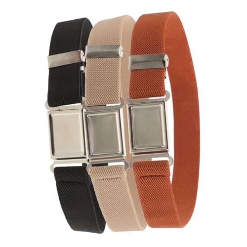 NOLITOY 3pcs Adjustable Magnetic Buckle Waist Belts for Kids Unisex Elastic Belts in Colors for Everyday Wear and Sports