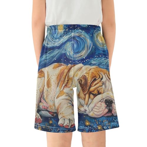 ALAZA Van Gogh Bulldog Dog Galaxy Pajama Shorts Sleep Shorts Pant Lounge Pajama Bottoms Elastic Waist with Pockets2