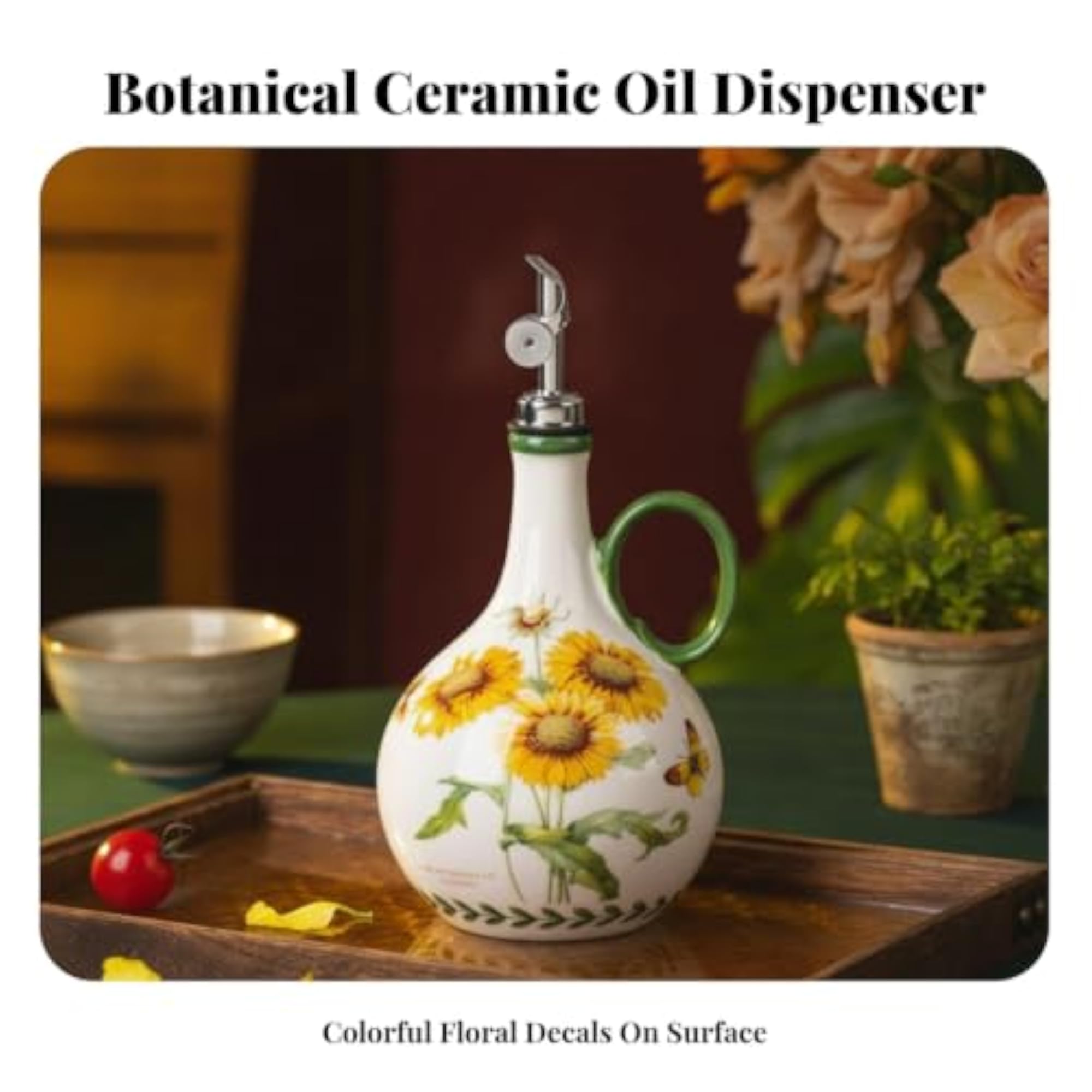 Leak-Proof Ceramic Oil Dispenser with Automatic Spout