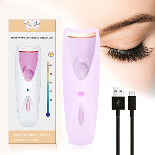 Heated Eyelash Curlers, 24 Hours Long Lasting and USB Rechargeable Heated Eyelash Curler, Quick Natural Curling & Great-Gift for Women