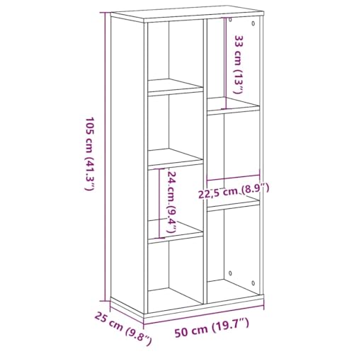 Estantería que ahorra espacio con 7 compartimentos de madera para dormitorios pequeños 4