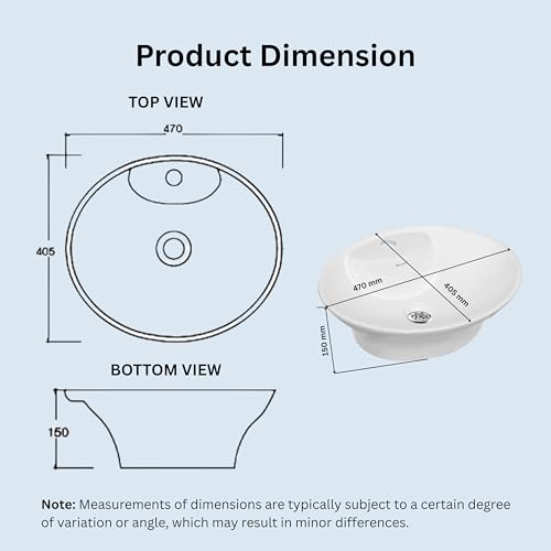 Image of Parryware Cascade NXT bowl basin | Glossy Finish | Wash Basin Over Counter | Wall Mount Sink (470 x 405 x 150mm) | C04021C