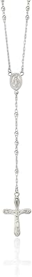 IceCarats 925 Sterling Silver Crucifix Cross Virgin Mary Pendant Necklace | Polished, Small, 18mm 3/4 inch, Jesus, Rosary, Our Lady of Grace, Miraculous, Medal