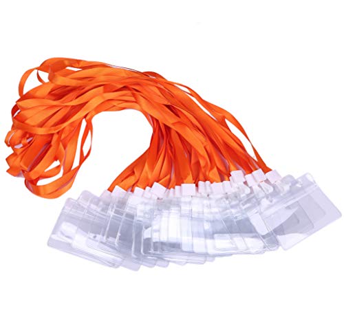 モノボックスジャパン ネームホルダー 30セット 壊れにくいU字タイプ 首掛けイベント用 防水機能 ストラップ幅1.5cm u30name (オレンジ)