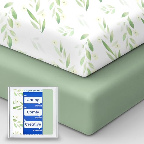 Image of TotBasic Crib Sheets for Boy Girl, Premium Soft Crib Mattress Fitted Sheet, Ultra Breathable Baby Sheets, Super Stretchy Baby Bed Sheets 28''x52''x9'' Extra Deep Pocket, 2 Pack