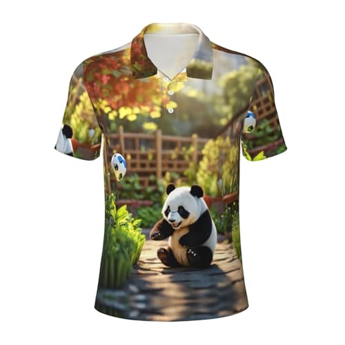 Polo respirant pour homme à manches courtes imprimé panda confortable