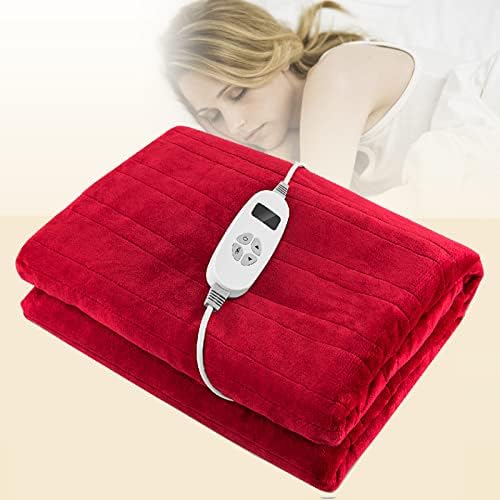CASART Electric Throw Blanket, Heated Over Blanket with 10 Heating Levels, 9 Hours Auto Off & Overheat Protection, Fast Heating Washable Throw for Sofa Bed Office (Red, 160 x 130cm)