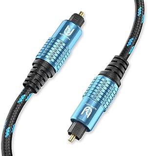 Kabel Ultra HDTV Premium Toslink - 15-metrowy optyczny kabel audio, kabel cyfrowy z zabezpieczeniem przed załamaniem, nylonową osłoną, odciążką i całkowicie metalowymi wtykami z doskonałym dopasowaniem (wraz