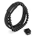 Produktbild Akitsune Bellum Synthetisches Perlen Lederarmband | Magnetverschluss aus Edelstahl - Geflochtenes Männer Herren Armband inkl. schöner Schmuckschachtel - Schwarz-Schwarz - 23cm