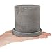 MyGift 4 Inch Unglazed Gray Concrete Planter, Cylindrical Cactus Herb Succulent Planter Pots with Removable Drainage Trays, Set of 4