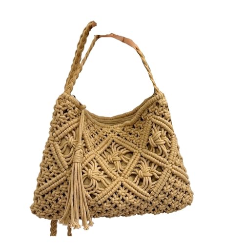 Sac à bandoulière en coton tissé main avec fermeture éclair et pompon de plage