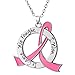 Fight Like a Girl It Came. We Fought. I Won. Breast Cancer Survivor Necklace (Pink Ribbon)