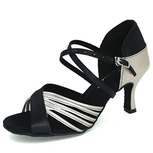 Pierides Women's Peep Toe Sandals Latin Salsa Tango Practice Ballroom Dance Shoes with 2.75