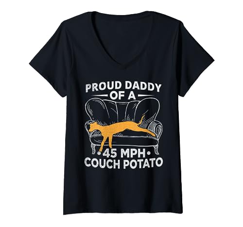 Racing Dogs and Greyhound Rescue Design for a Greyhound Dad V-Neck T-Shirt