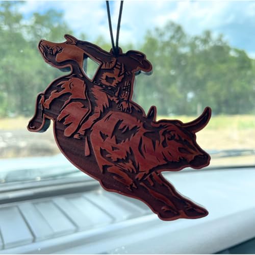 Freedom Hanger - Rodeo Car Air Freshener - All Natural Wood Air Freshener - Car Odor Eliminator - Made in USA Chemical Free