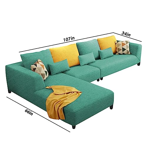 Image of Galib LHS 6 Seater L Shape Sofa Set for Living Room (Turquise Fabric)