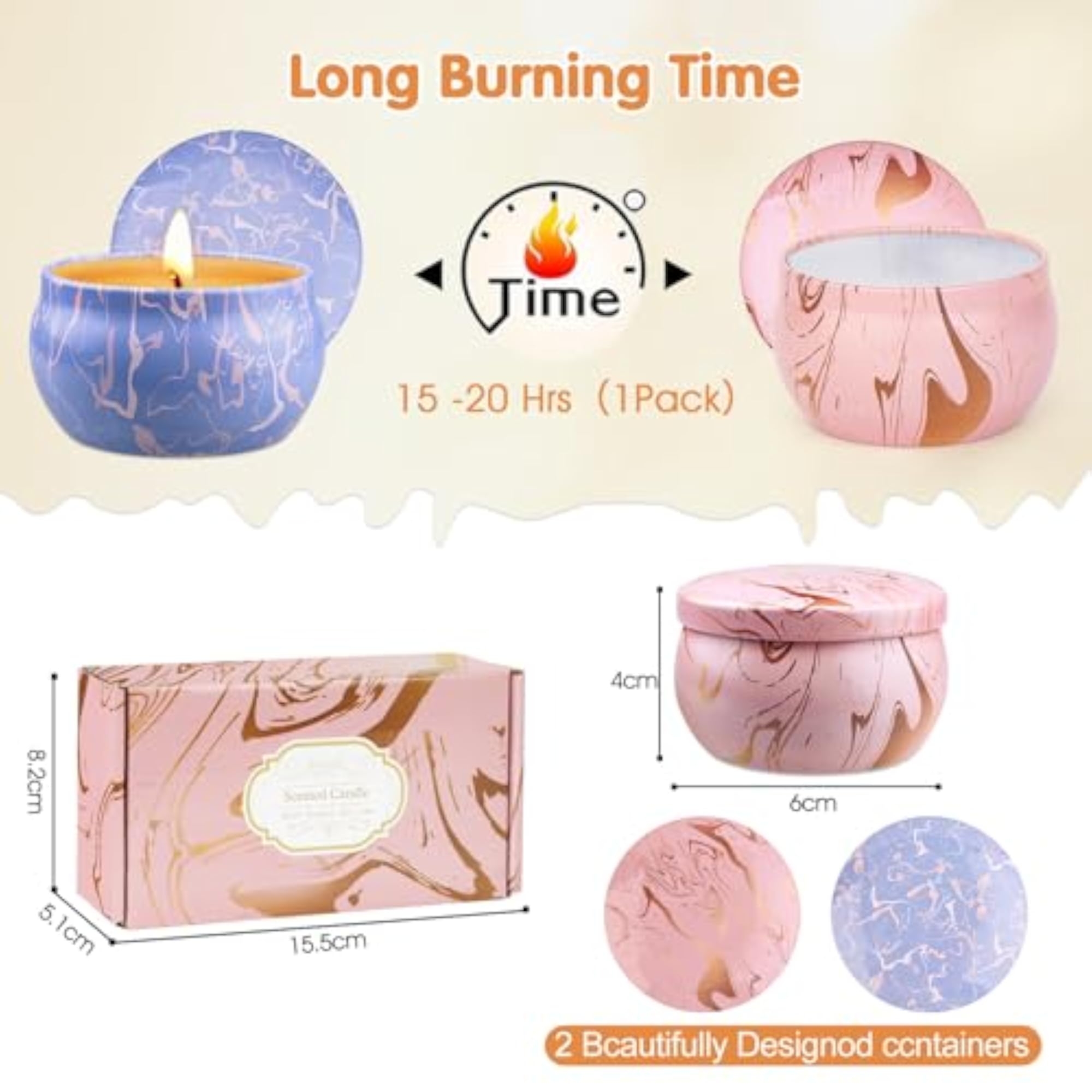 Scented Candle Gift Set, 2 Packs Natural Candles