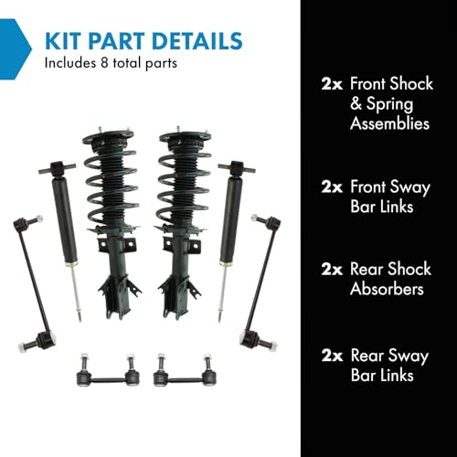 Image of TRQ Front and Rear Suspension Kit Complete Strut & Coil Spring Assembly Shock Absorber Sway Bar Stabilizer Link Compatible with 2013-2020 Ford Fusion