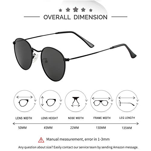 Image of Kursan Small Round Metal Polarized Sunglasses for Men Women Mirrored Lens Classic Circle Sun Glasses